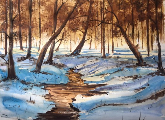 555x405 Light And Snow. Watercolor Painting. 65x50cm - Reddit Watercolor