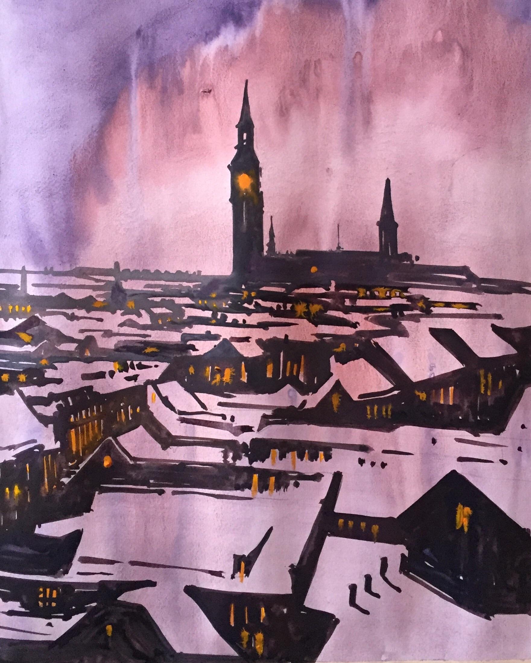 1761x2200 A Winter Night. Watercolor. 30x40cm. Art - Reddit Watercolor