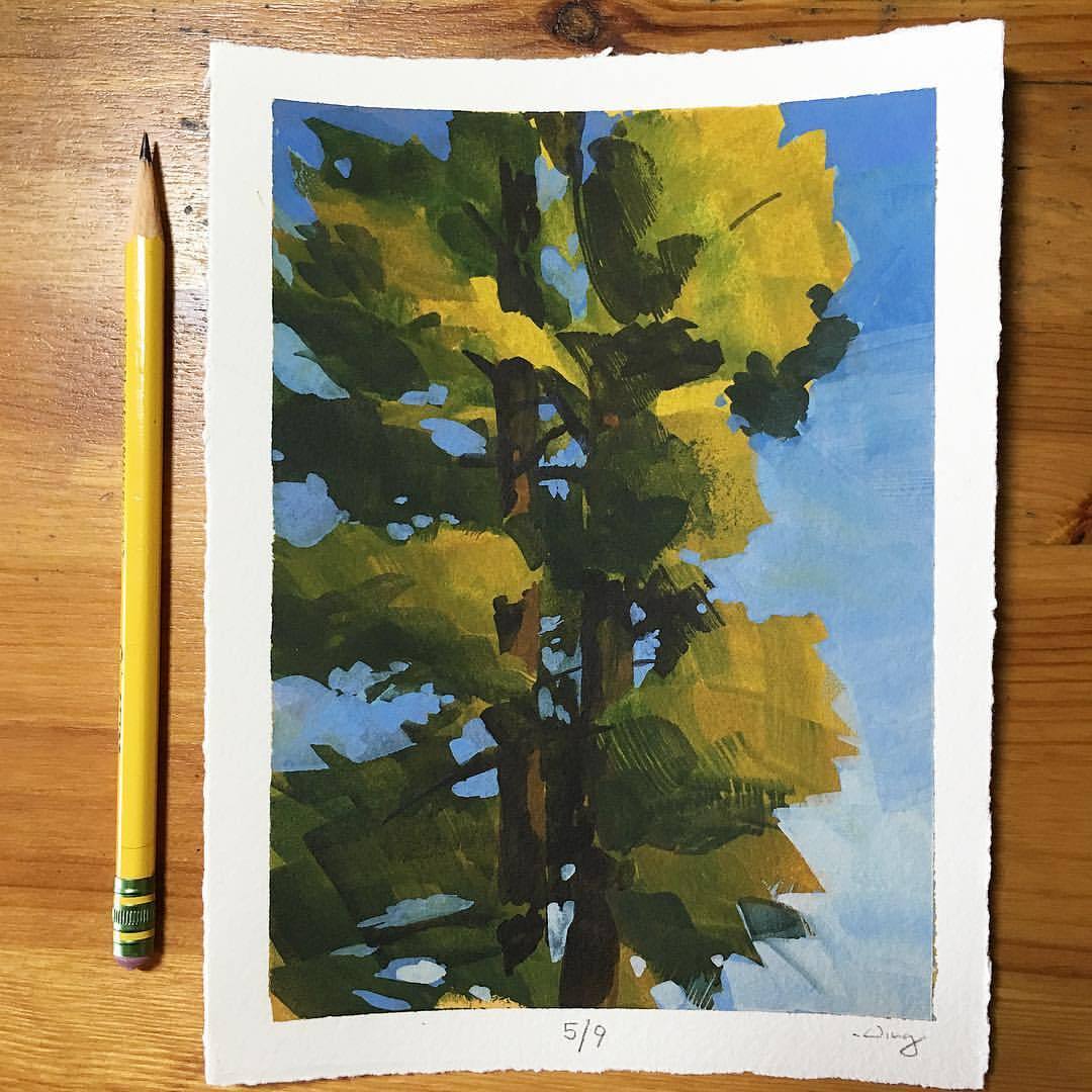 1080x1080 Ian C. Wing - Redwood Tree Watercolor