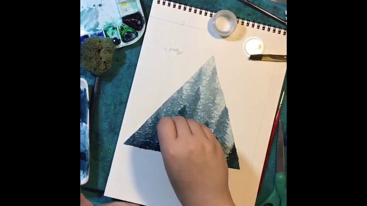 1280x720 Watercolor Painting Timelapse - Redwood Tree Watercolor