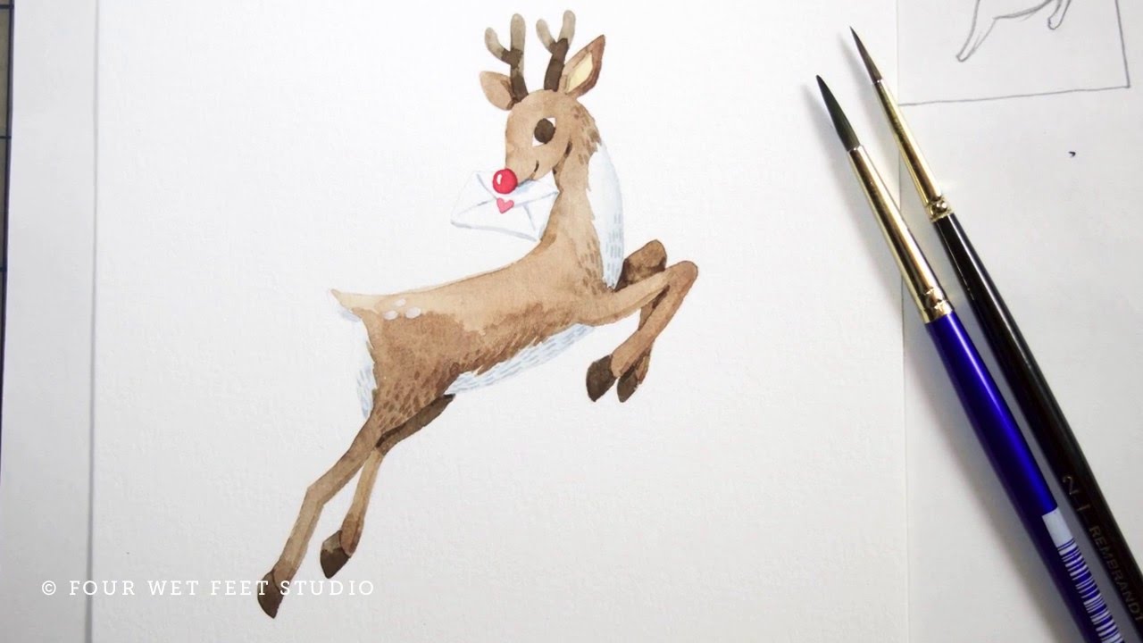 1280x720 Painting Reindeer In Watercolor - Reindeer Watercolor