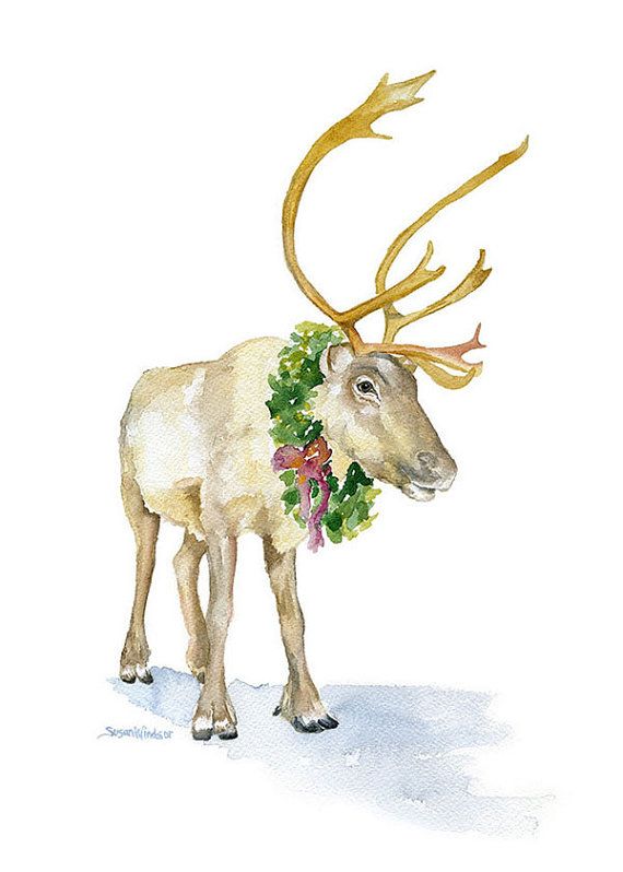 570x798 Reindeer Watercolor Painting - Reindeer Watercolor