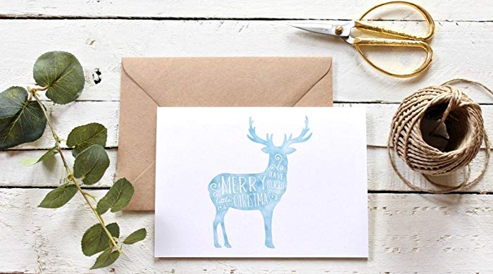 700x389 Rustic Christmas Card Pack, Reindeer Christmas Card - Reindeer Watercolor
