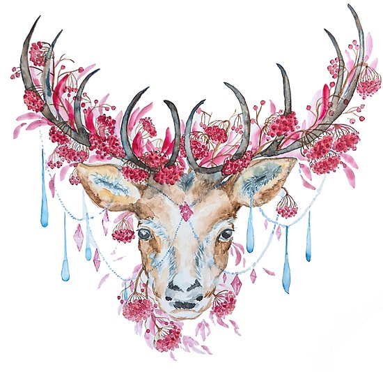 550x533 Watercolor Reindeer Photographic Prints By Alisagrom Redbubble - Reindeer Watercolor