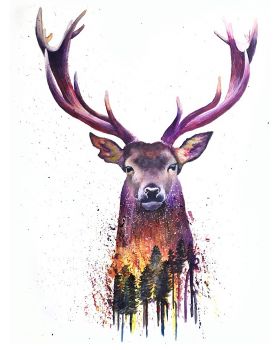 280x350 Artfido Buy Art Online Reindeer Watercolor 2737438314 - Reindeer Watercolor