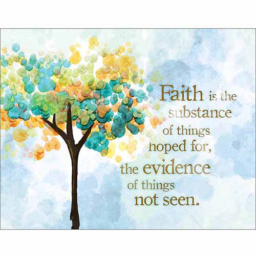 500x500 Faith Is The Substance Watercolor Tree Religious Painting Blue - Religious Watercolor