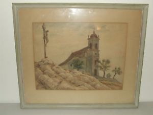 300x225 Framed 1942 Signed Religious Watercolor Painting - Religious Watercolor