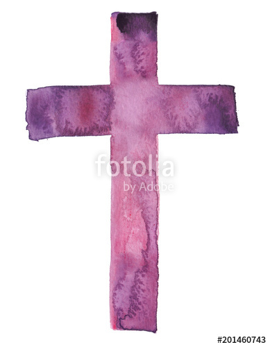 389x500 Simple Traditional Christian Cross Painted In Watercolor On Clean - Religious Watercolor