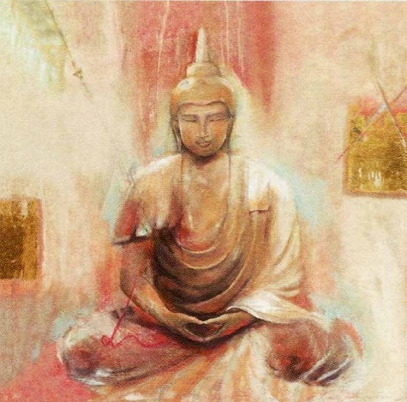 832x822 Lord Buddha Canvas Art - Religious Watercolor Paintings