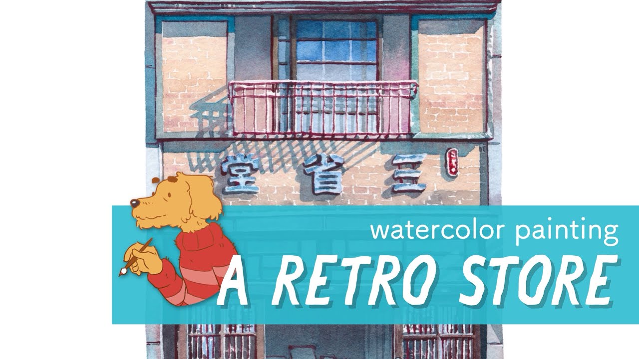 1280x720 Painting A Retro Store With Watercolors - Retro Watercolor