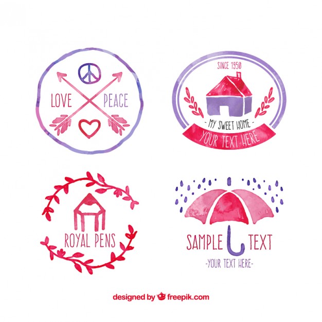 626x626 Watercolor Logos In Retro Style Vector Free Download - Retro Watercolor