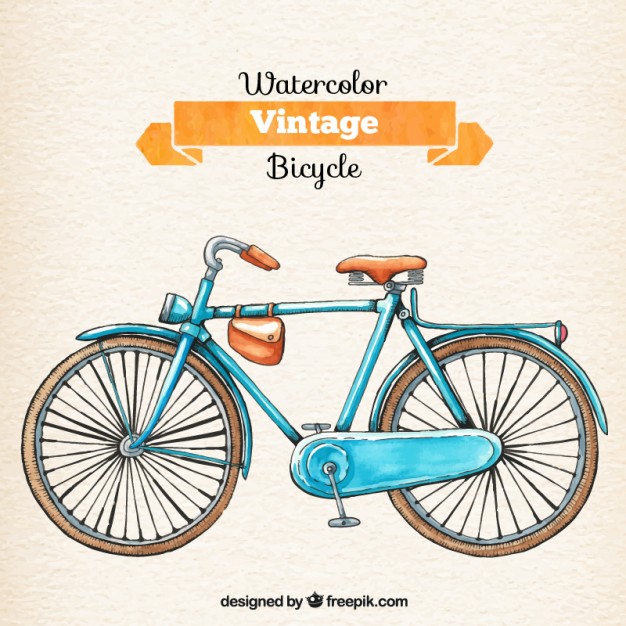 626x626 Watercolor Retro Bicycle Stock Images - Retro Watercolor