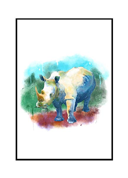 435x606 White Rhino - Rhino Watercolor