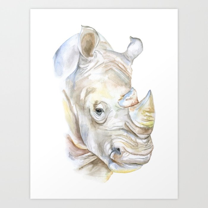 700x700 Rhino Watercolor Art Print By Susanwindsor Society6 - Rhino Watercolor