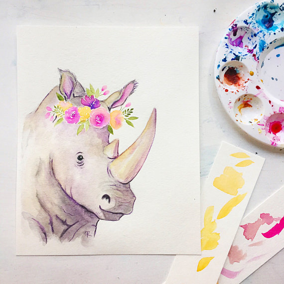 570x570 Rhino Watercolor - Rhino Watercolor