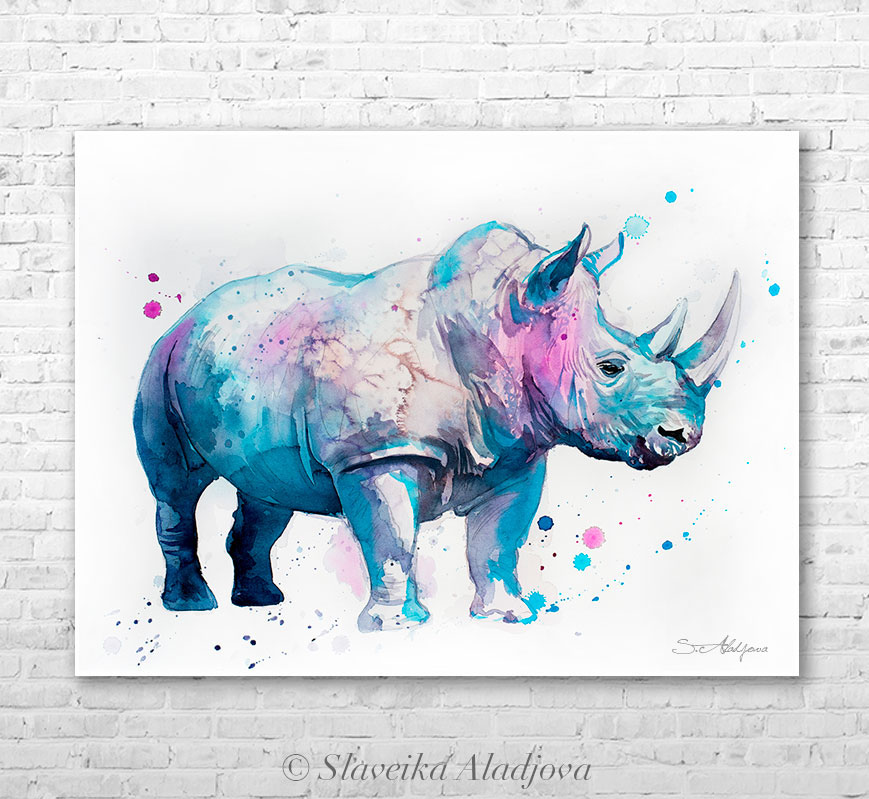 869x799 Rhino Watercolor Painting By Slaveika Aladjova On Behance - Rhino Watercolor