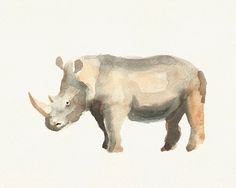 236x188 Rhinoceros Painting Print Of Watercolor By Louisedemasi On Etsy - Rhino Watercolor