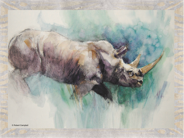 600x450 Watercolor White Rhino Mouse Pad Unleashed Rocks - Rhino Watercolor