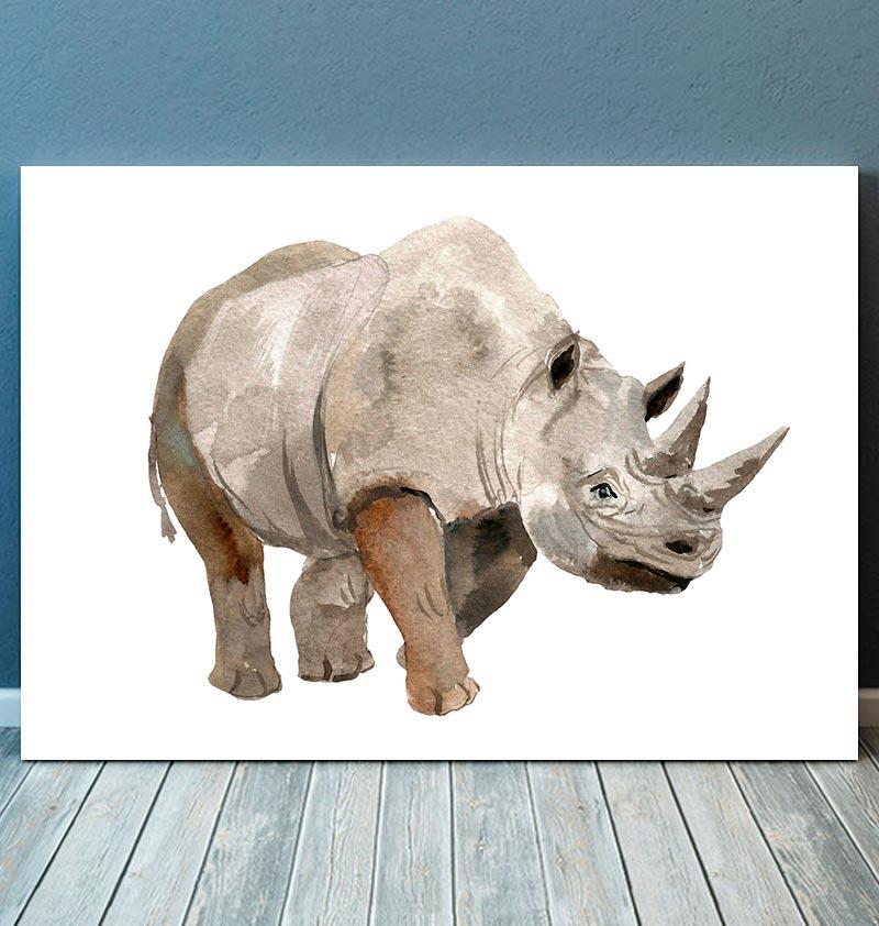 800x842 Animal Wall Art - Rhino Watercolor