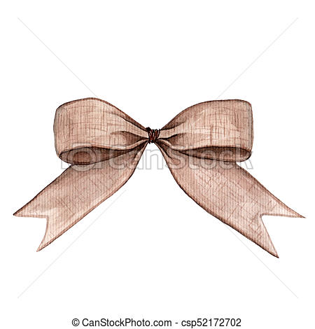 450x470 Gift Sackcloth Bow. Watercolor Illustration Ribbon Bow. - Ribbon Watercolor