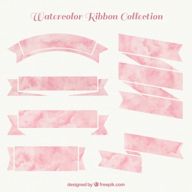 626x626 Pink Watercolor Ribbon Collection Vector Free Download - Ribbon Watercolor