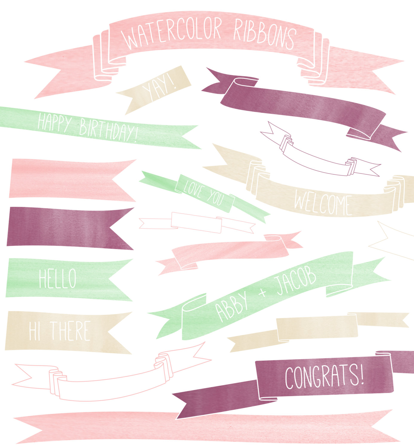1385x1500 Watercolor Clipart Ribbon - Ribbon Watercolor