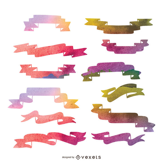 570x570 Watercolor Ornamental Ribbon Set - Ribbon Watercolor