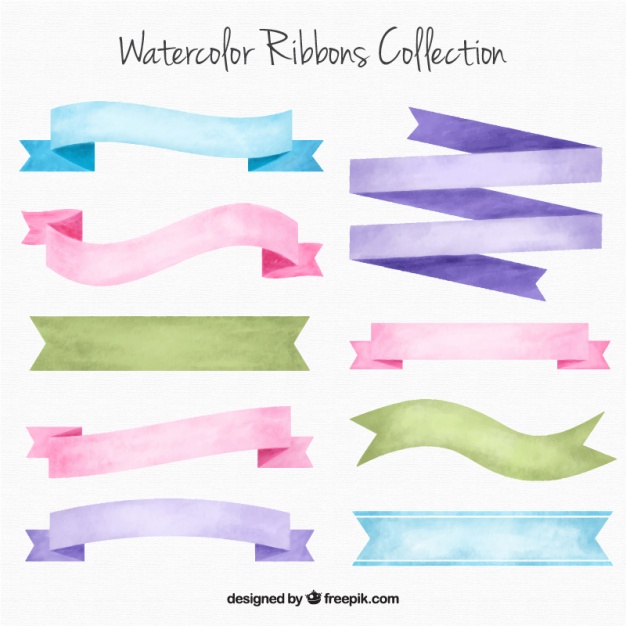 626x626 Collection Of Watercolor Ribbons Vector Free Download - Ribbon Watercolor