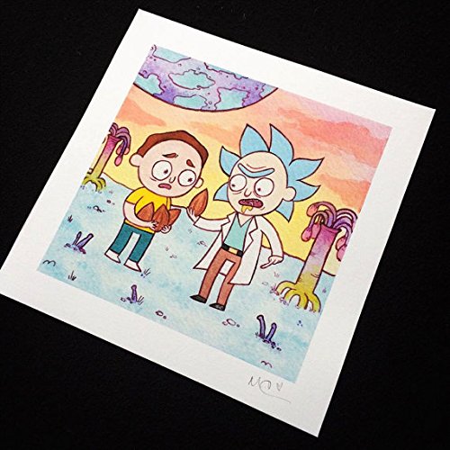 500x500 Rick And Morty Watercolor Print By Michelle Coffee - Rick And Morty Watercolor
