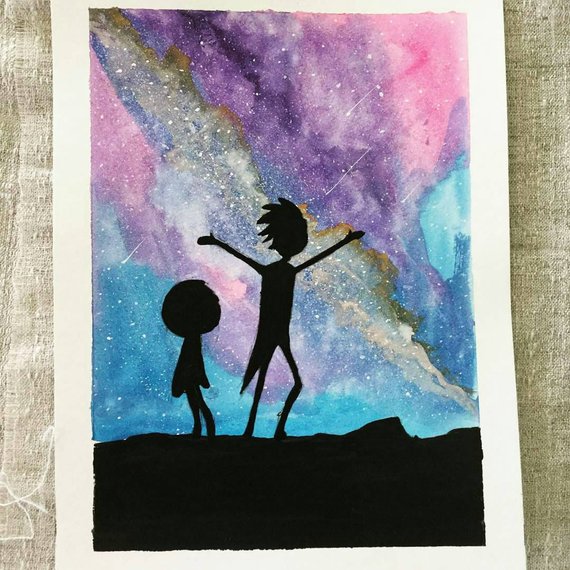570x570 Rick And Morty Space Rick And Morty Watercolor Space Etsy - Rick And Morty Watercolor