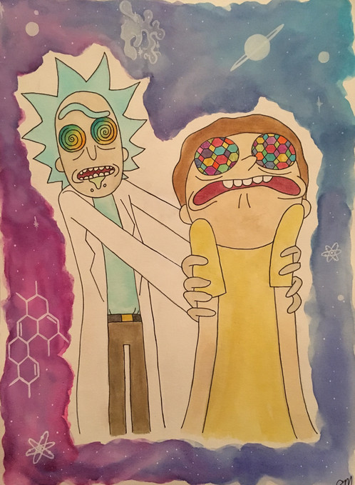 498x679 The Boy With Kaleidoscope Eyes (Original) - Rick And Morty Watercolor