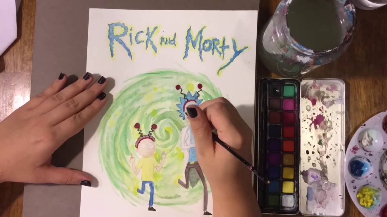 1280x720 Time Lapse Watercolor Rick And Morty Painting - Rick And Morty Watercolor
