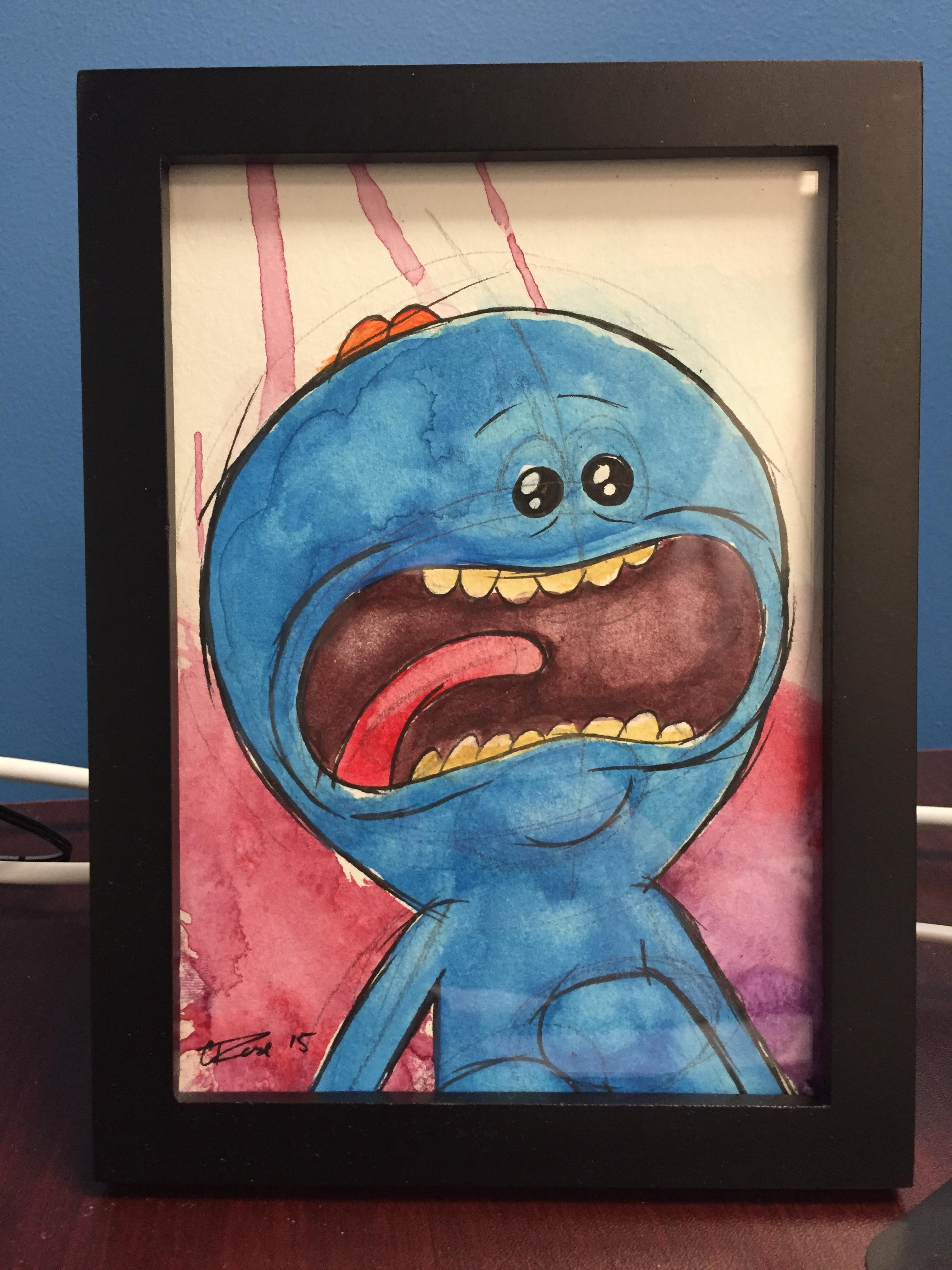 2448x3264 My Mr. Meeseeks Watercolor By Chris Rose From The Squanch Out - Rick And Morty Watercolor