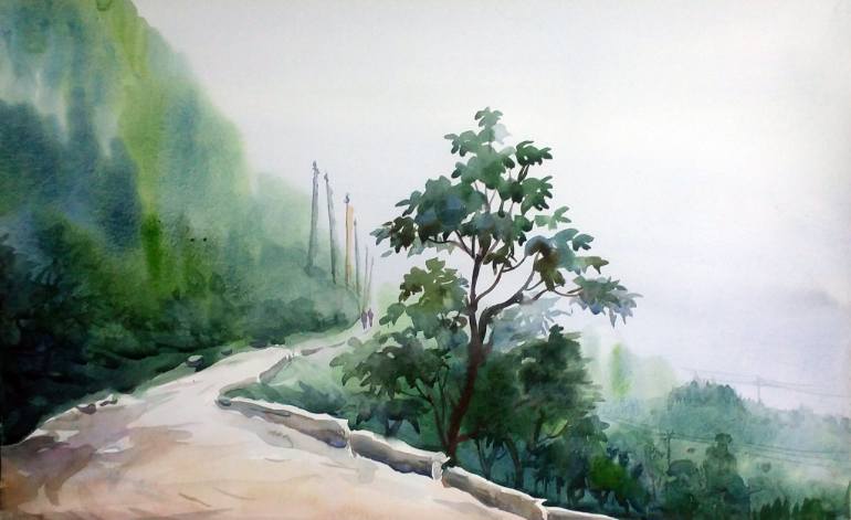 770x471 Mountain Road - Road Watercolor