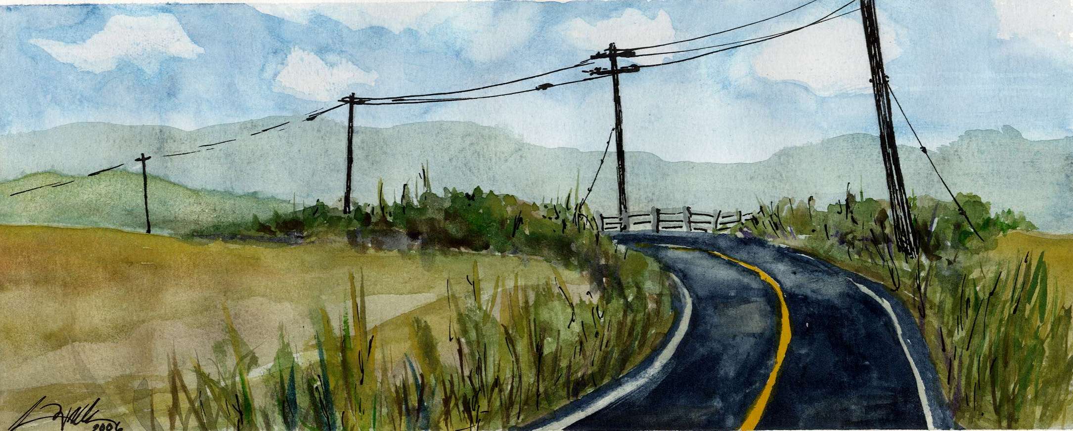 2170x872 Watercolors S.c.wellsdesigns - Road Watercolor