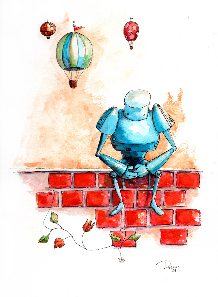 752x1024 More Robot Art, And Previews Of Coming Attractions! Dabbled - Robot Watercolor