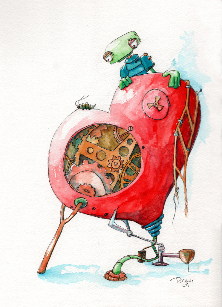 743x1024 More In The Latest Robot Watercolor Series Dabbled - Robot Watercolor