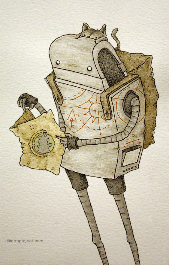 563x883 Pen Amp Watercolor Iii On Behance - Robot Watercolor