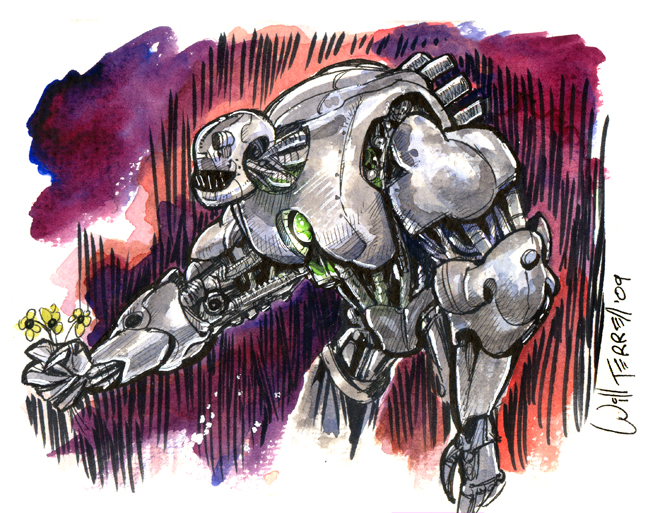 648x513 Robotic Kind Watercolor With Pen And Ink The Art Of Will Terrell - Robot Watercolor