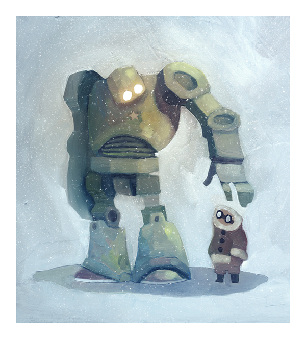 600x664 The Robot In The Snow By Duffzilla - Robot Watercolor