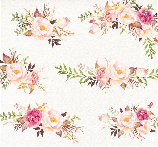 600x557 Romantic Blooms Watercolour Clip Artrose On Behance - Romantic Watercolor