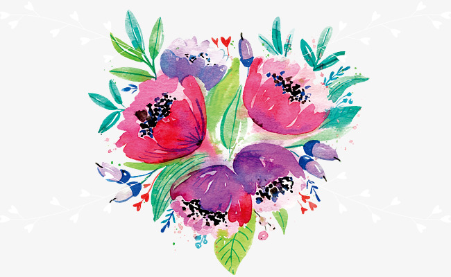 650x400 Romantic Watercolor Flowers, Vector Png, Flowers In Clusters - Romantic Watercolor