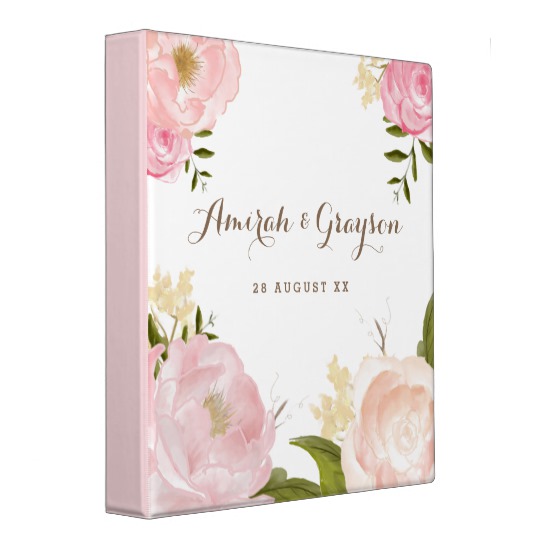 540x540 Romantic Watercolor Flowers Personalized Binder - Romantic Watercolor