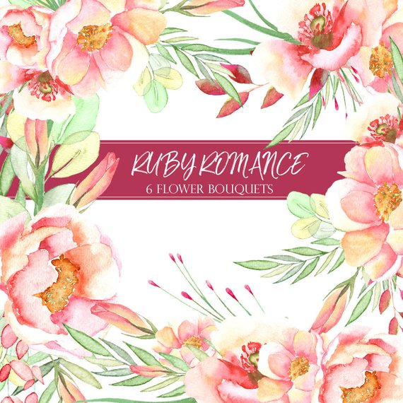 570x570 Romantic Watercolor Rose Rose Png Hand Painted Burgundy Etsy - Romantic Watercolor