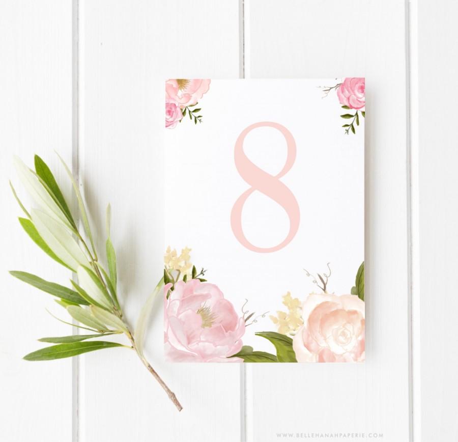 900x868 Instant Download Table Numbers - Romantic Watercolor