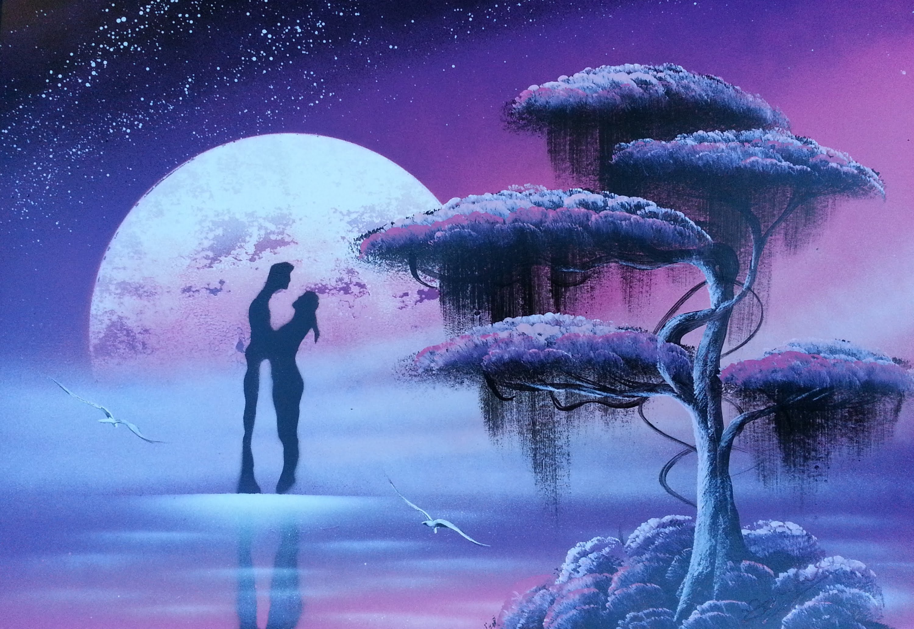 3000x2065 Amazing Spray Paint Art - Romantic Watercolor Paintings