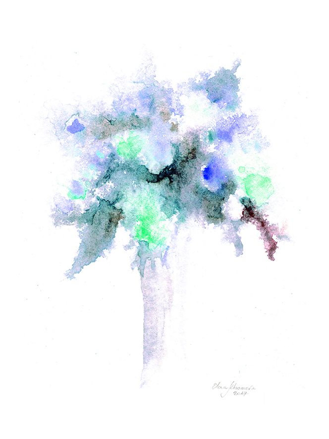 664x886 Blue Flowers Romantic Watercolor Art Unique Handmade (Gifts - Romantic Watercolor Paintings