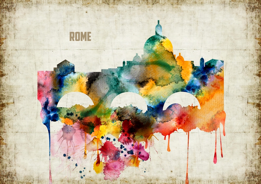 900x636 Rome Watercolor Print - Rome Watercolor