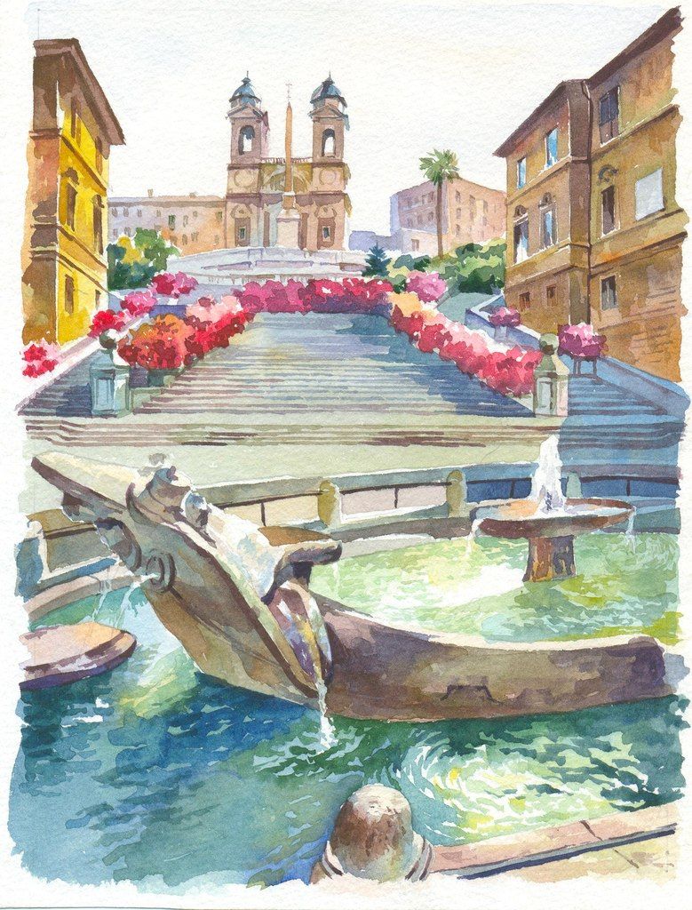 779x1024 Rome Watercolor By Yuri Pysar Watercolor Painting, Watercolor - Rome Watercolor
