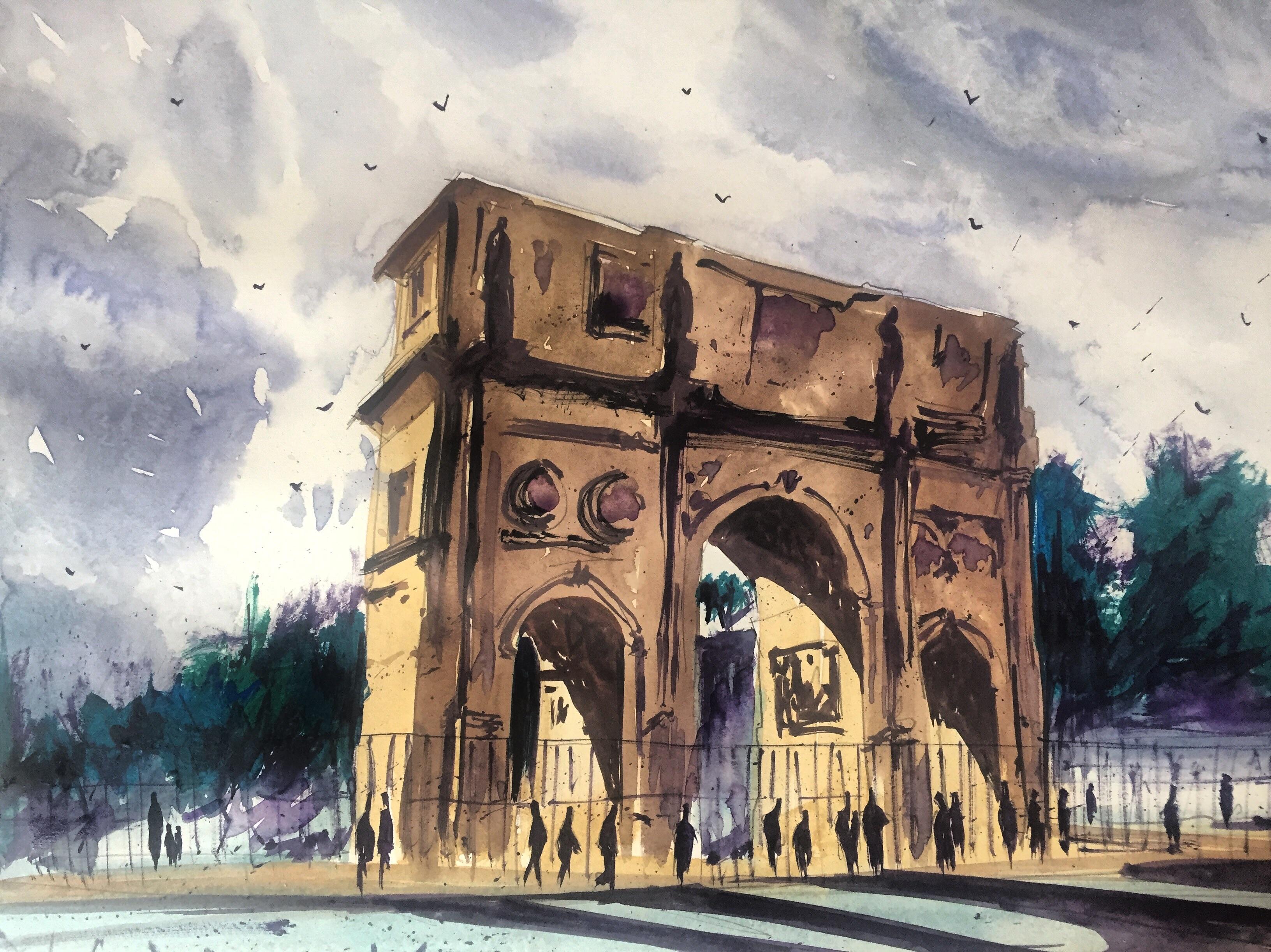 3264x2445 Rome. Watercolor. 40x30cm Art - Rome Watercolor